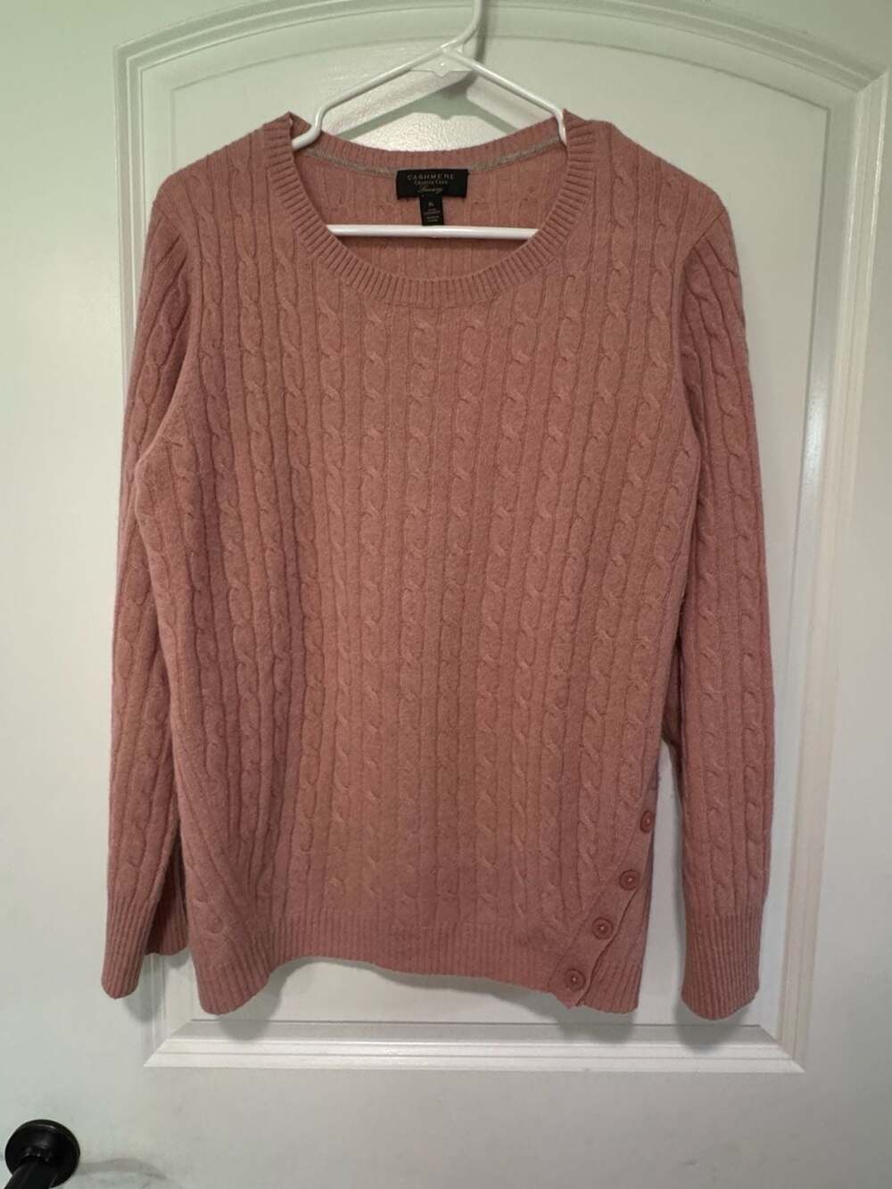 Dusty Pink 100% Cashmere Cable Knit Sweater Old Money Coquette Women’s XL